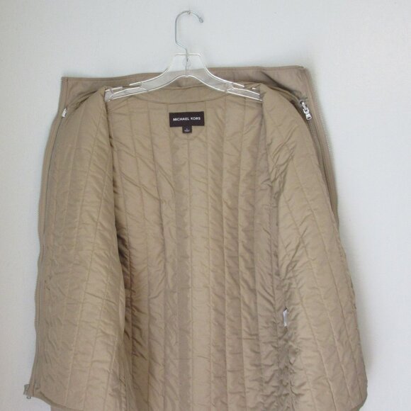 Michael Kors Tan Removable Vest Mock Neck Pockets Zip Long Sleeve Large Jacket - Picture 4 of 10